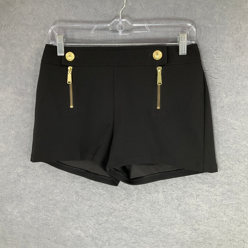 Express Short Womens Size 2 Black Gold Zipper Accents Mid Rise Festival Party